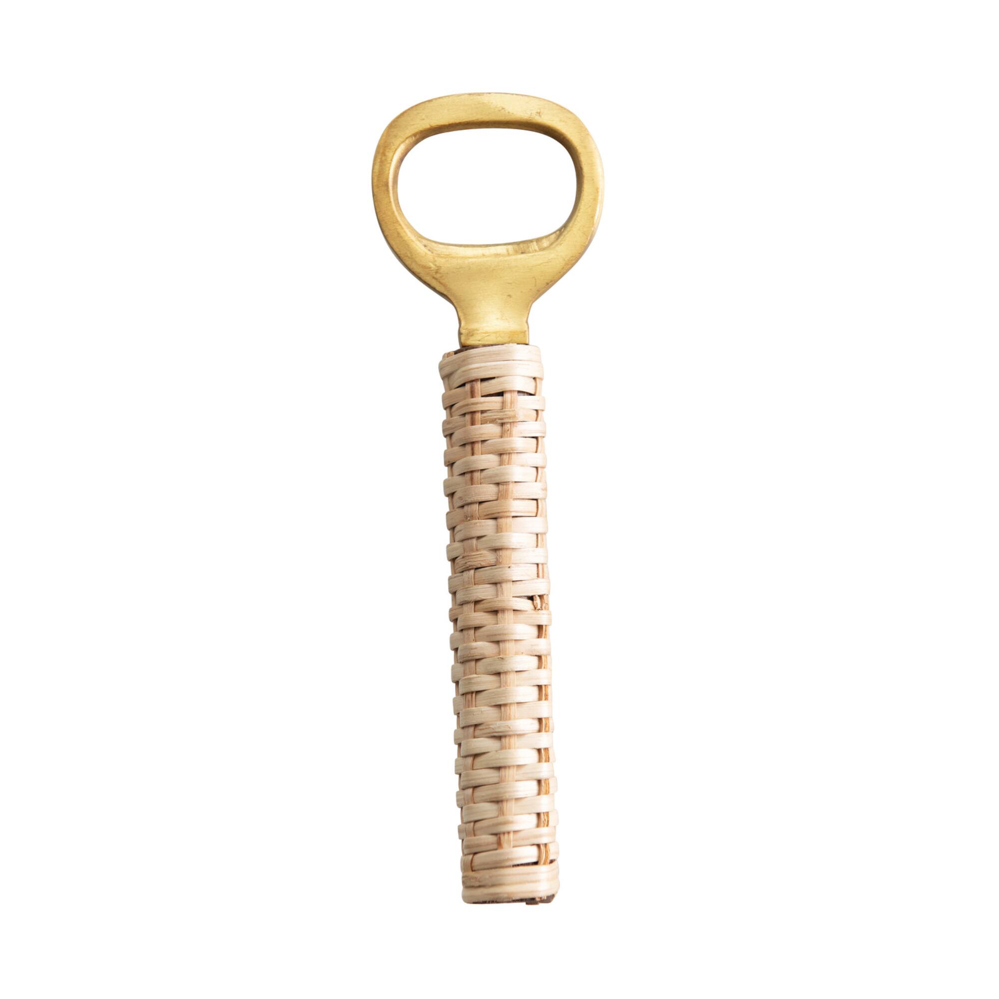 Hello Honey® 6" Brass & Bamboo Bottle Opener with Handle